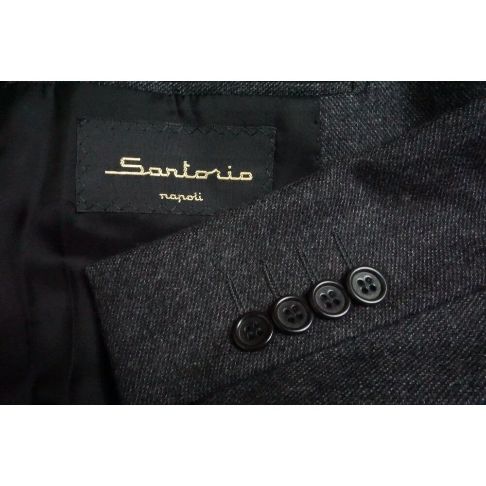 Sartorio Napoli x Kiton Dark Gray Woven S100s Wool Sport Coat Sz 44 Brand New